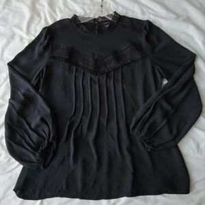 Ann Taylor, size Medium Petite, black, long sleeves blouse